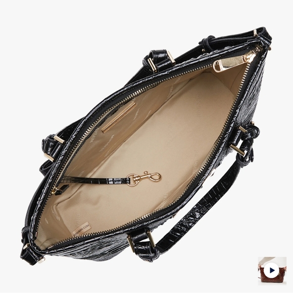 NEW!Brahmin Mini Asher Satchel Black Melbourne Croc leather with long strap - Picture 2 of 11